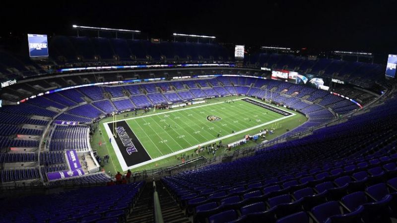 A view from some of the empty seats at M&T Bank Stadium